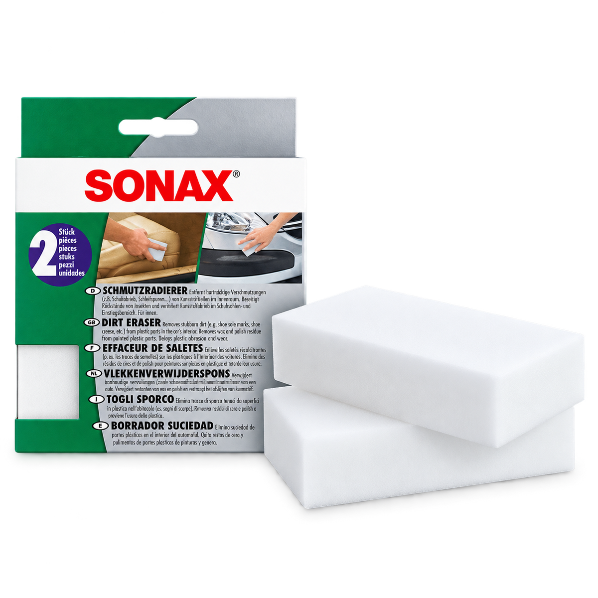 Sonax Esponja para borrar suciedad impregnada en plásticos y cueros sintéticos